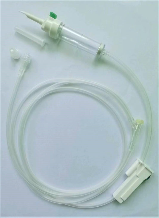 Gravity set, 180cm street tube, PVC, Hydrophobic Air Filter, 15µm DCF, Spike M Fix Luer - Box of 100 - Smiths Medical