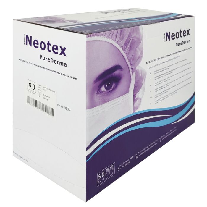 Neotex PureDerma Polychloroprene Accel-free Surgical Gloves - Box of 50