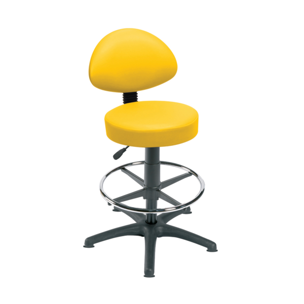 Sunflower High Level Gas-Lift Stool with Back Rest, Foot Ring & Glides - 