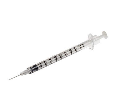 BD Plastipak™ 1 ml Syringe With 26G x 1/2" Needle (12.7mm) - Box of 100 - 