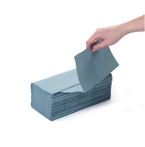 V Fold Interfold 1ply Hand Towels - Blue - 3600 Sheets