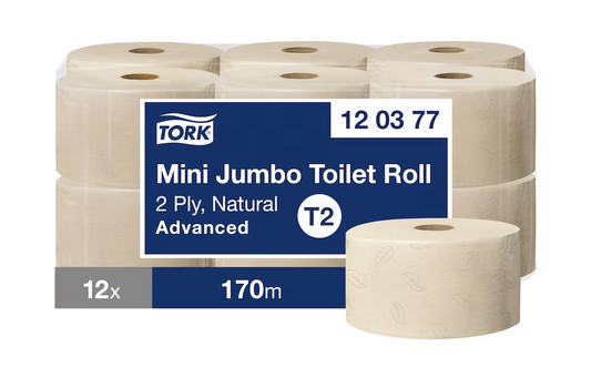 Tork Natural Mini Jumbo Toilet Roll Advanced Natural (12 x 1) - Tork
