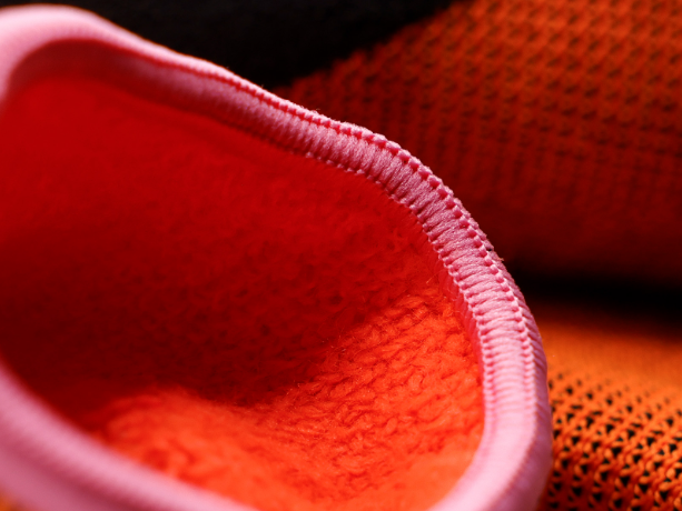 Orange thermal glove with black sandy latex palm coating - 