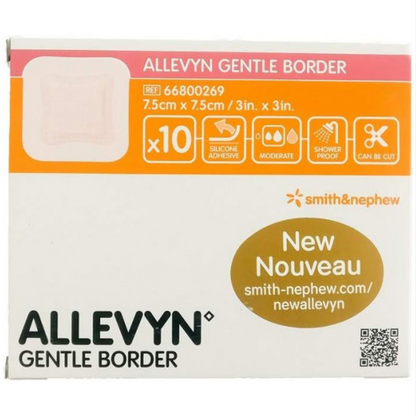 Allevyn Gentle Border Adhesive Foam Dressings (7.5 x 7.5 cm) - Box of 10