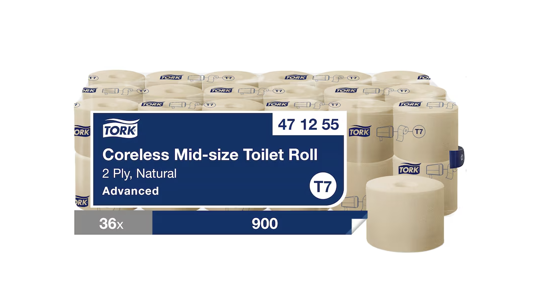 Tork Natural Coreless Mid-Zize ToiletRoll, Advanced Natural T7 (36 x 1) - Tork