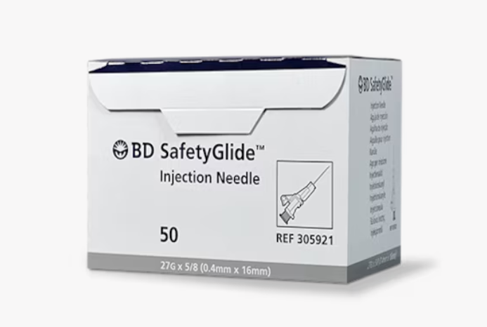 BD SafetyGlide Needle 27G x 5/8 inch - 50/box, 500/case - 
