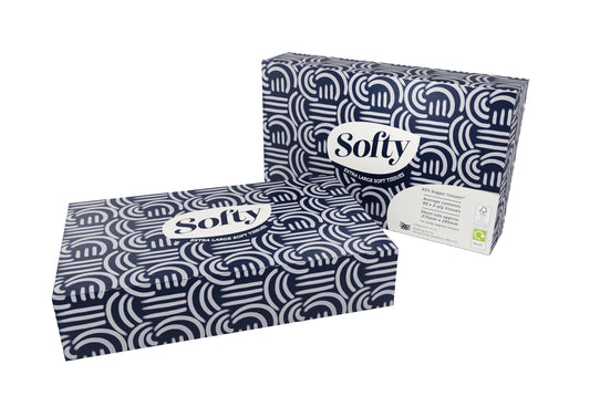 Softy Extra Large 2 ply Tissues - Case of 24 Boxes - 80 Tissues Per Box