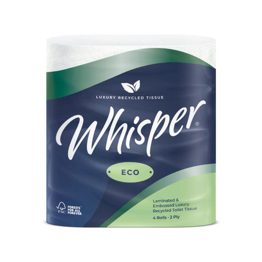 2ply Whisper 4pk Toilet Roll x 40- Eco- 40 Rolls - 