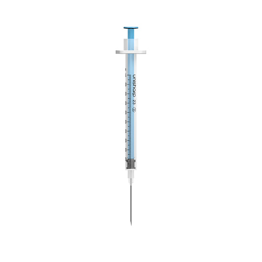 Unisharp 1mL Syringe with 23G 25mm (1 inch) fixed needle x 100 - 