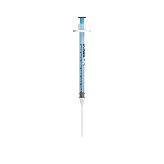 Unisharp 1mL 23G 32mm (1 1/4 inch) fixed needle syringe