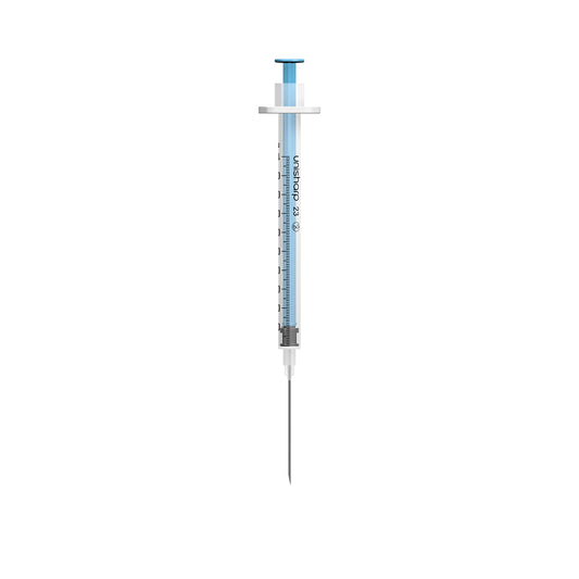 Unisharp 1mL 23G 32mm (1 1/4 inch) fixed needle syringe - Unisharp