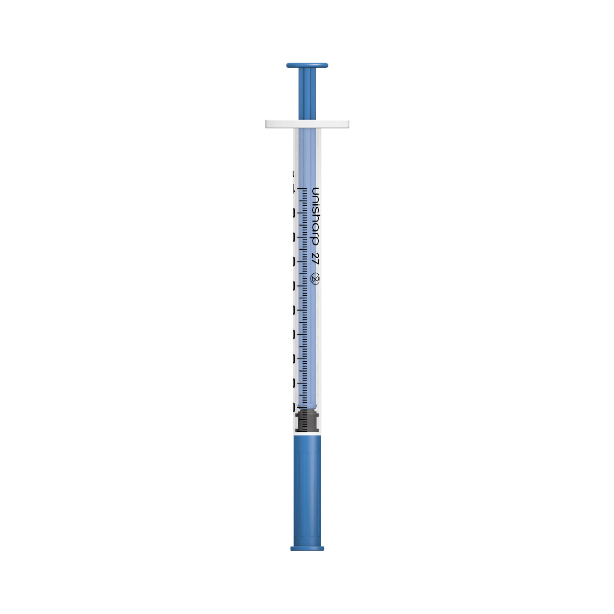 Unisharp 1ml Fixed 27G 0.5" - Blue  x 100 - 