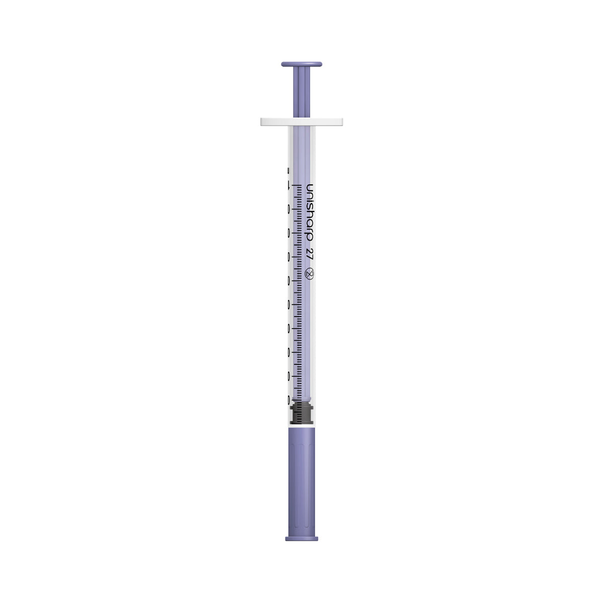 Unisharp 1ml Fixed 27G 0.5" Violet  x 100 - 