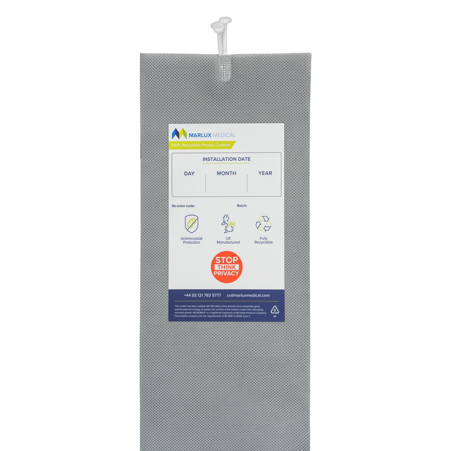 Marlux Medical Antimicrobial Treated Cubicle Curtain - 2400mm x 1950mm - Dove Grey - Case of 24 - 