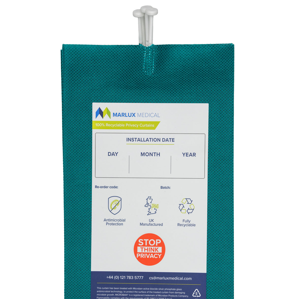 Marlux 1.8M x 1.95M Uni-Glide Anti-Bac Curtains - 