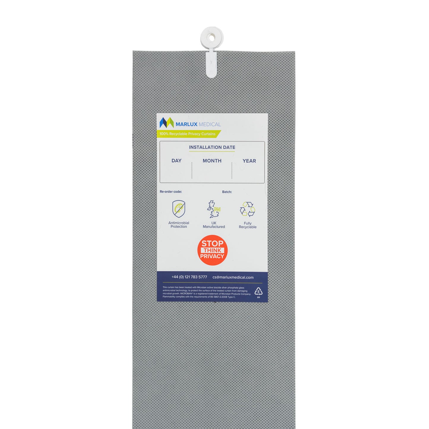 Marlux Medical Antimicrobial Treated Cubicle Curtain - 2400mm x 1950mm - Dove Grey - Case of 24 - 