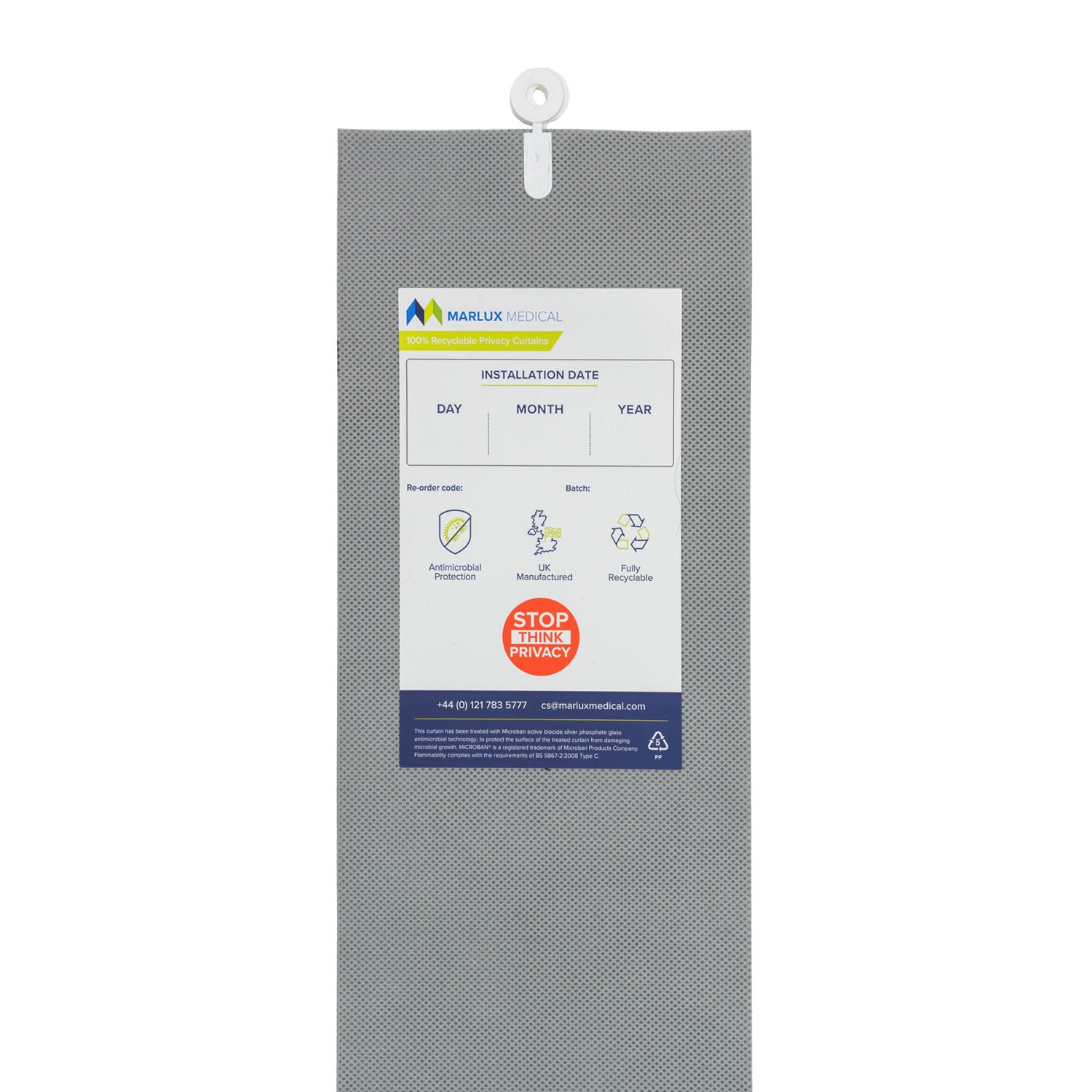 Marlux Medical Antimicrobial Treated Cubicle Curtain - 2400mm x 1950mm - Dove Grey - Case of 24 - 