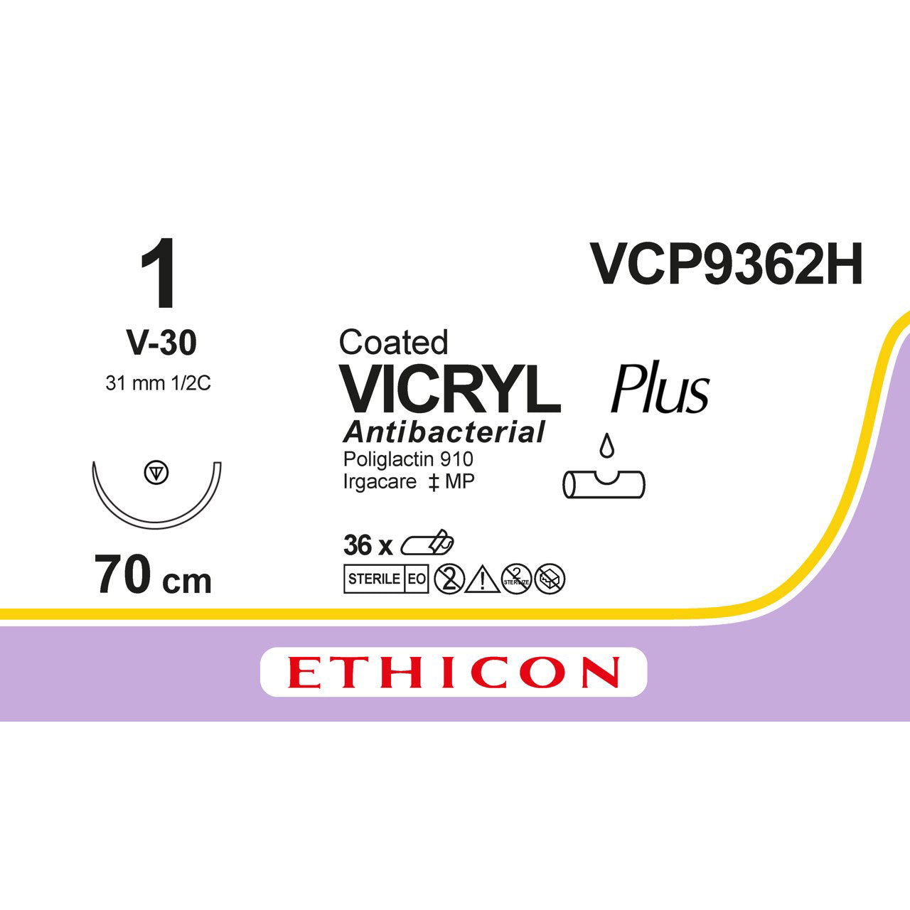 Vicryl Plus Violet Braided Animal Suture 70cm - Box of 36