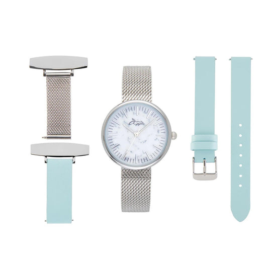 Annie Apple Nurses Fob Watch - Venus - Silver Mesh - Blue Leather - 35mm - Annie Apple