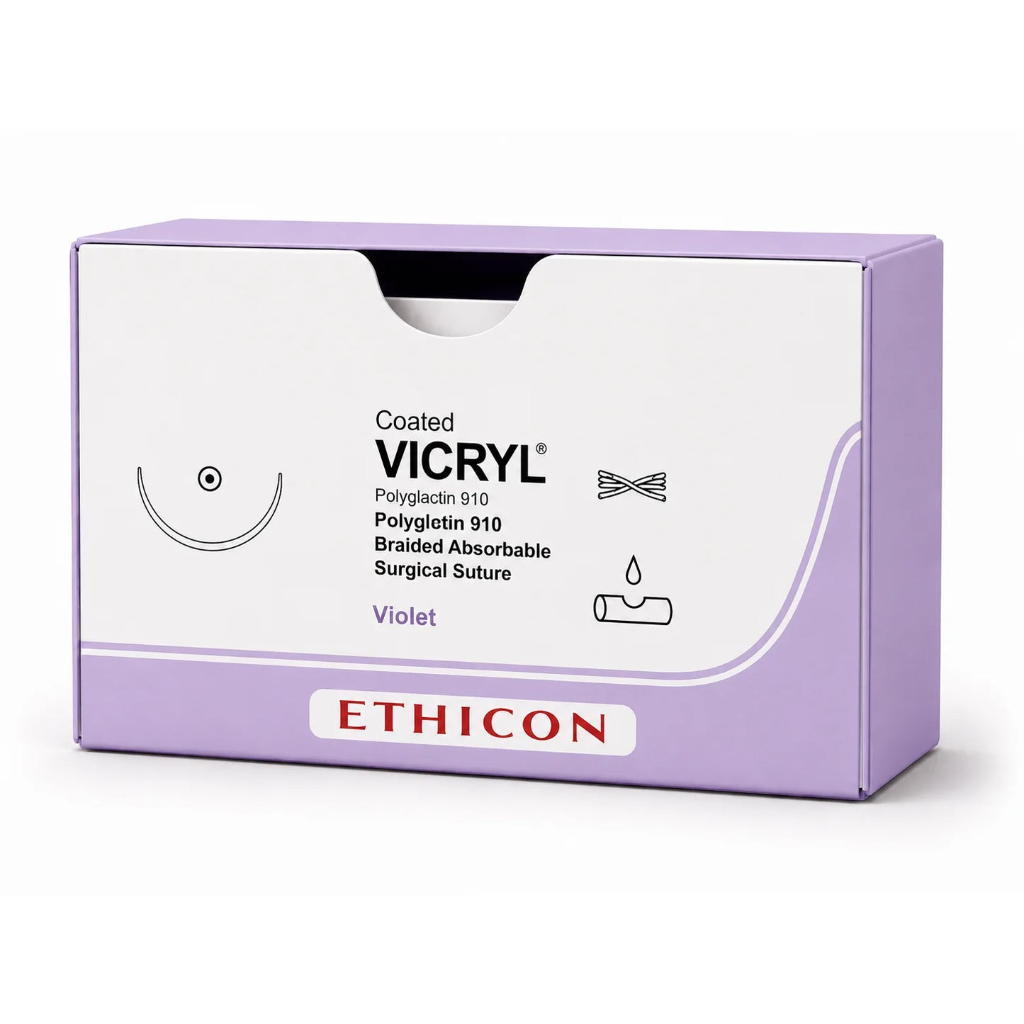 Ethicon COATED VICRYL Braided Undyed Double-Armed Spatula Suture - 45cm USP4-0