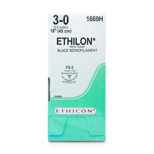 Ethilon Black 45cm M2 suture 3-0 , Pack of 36