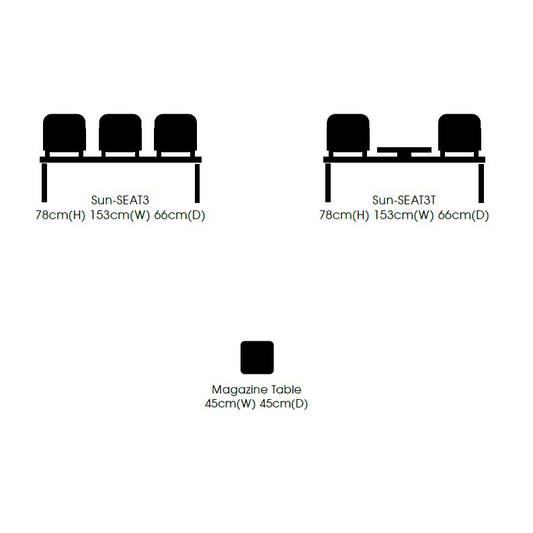 Venus Visitor 4 Seat 1 Table Module - Anti-bacterial Vinyl - 