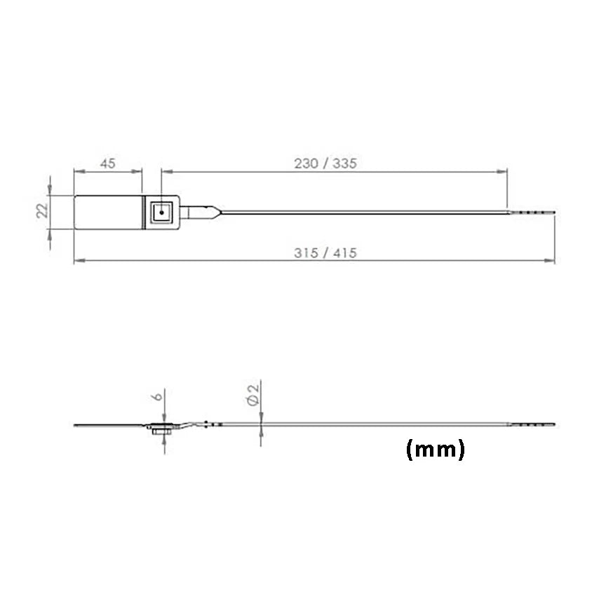VersaPull Numbered Metal Jaw Plastic Security Seal - 2mm x 415mm - 