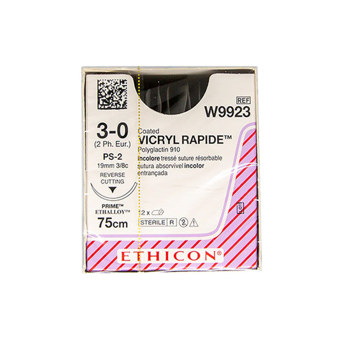 Coated VICRYL rapide Suture: 19mm 75cm undyed 3-0 2 (x12) - 