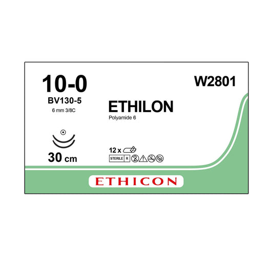 ETHILON Black Monofilament - 2xBV130-5  10-0  30cm  - Box of 12