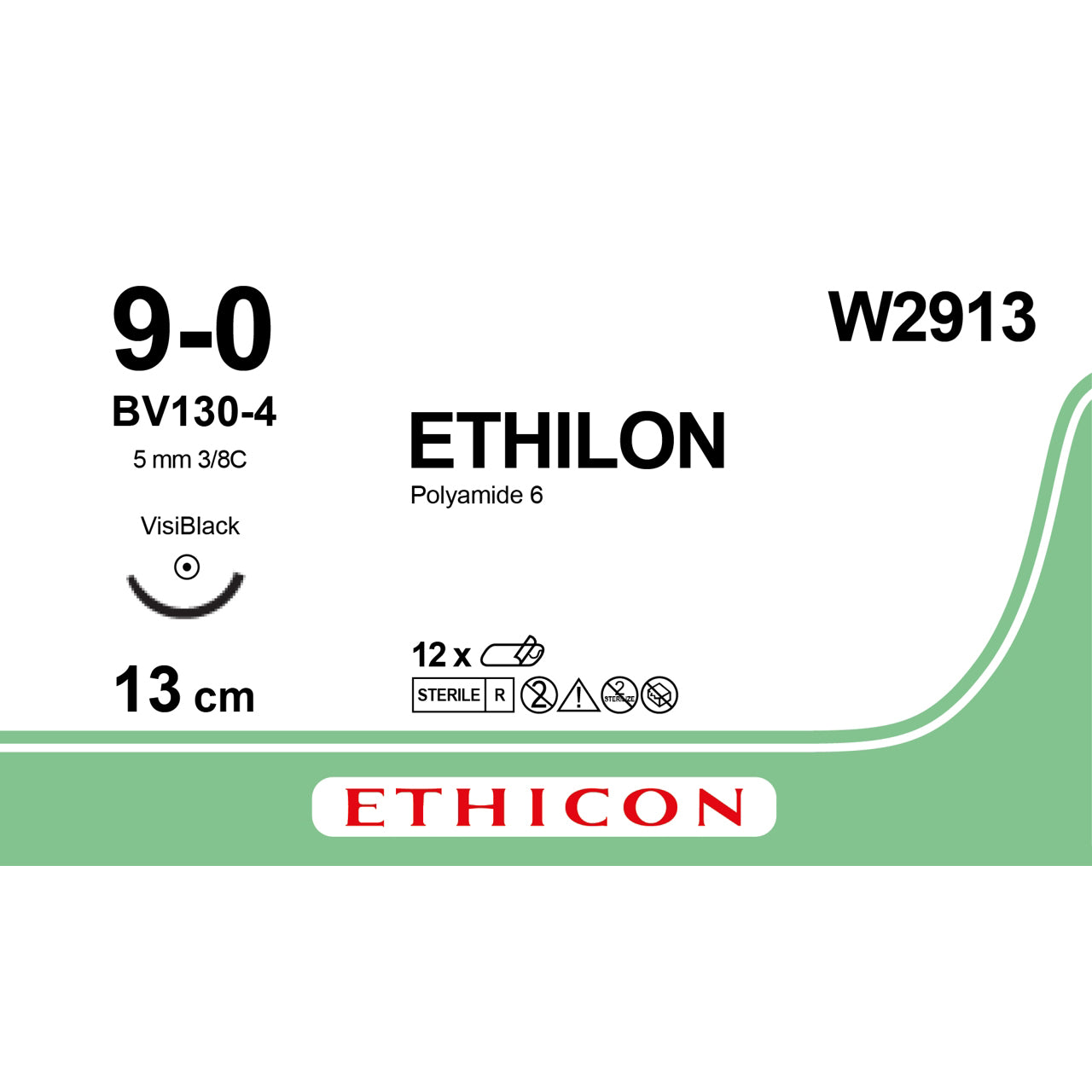 Ethilon Black Suture 9-0 13cm - Box of 12