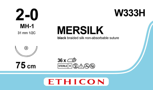 Silk Blk 75cm M3 Usp2/0 Sgle Arm Mh-1 - Box Of 36 - Ethicon