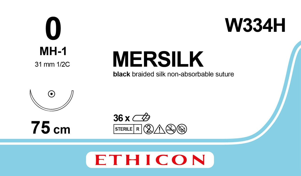 Silk Suture 30in(75cm) 0 Blk - Box of 36 - Ethicon