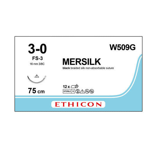 SILK suture - Braided - Undyed - 3-0 - 75cm - 1 x Conventional Cutting - 16mm - 3/8C - 12