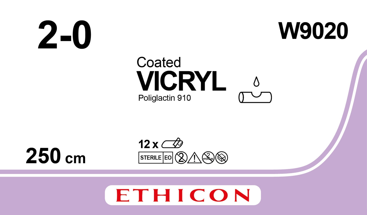Vicryl Vio 250cm M3 Usp2/0 Non Needled Ligapak - Box of 12 - Ethicon