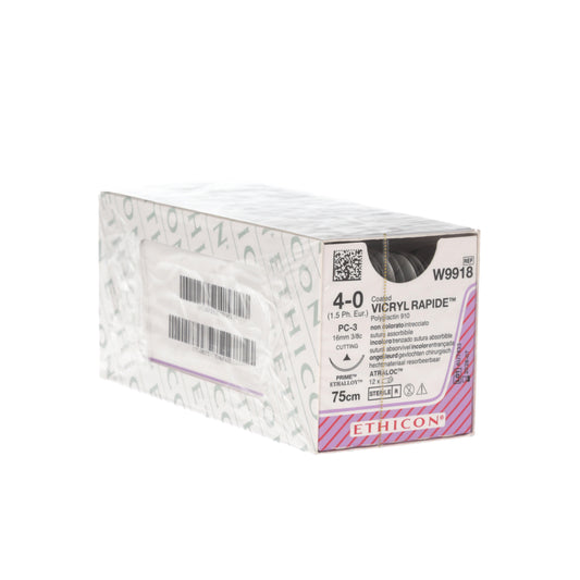 Coated VICRYL rapide Suture: 18mm 75cm undyed 4-0 1.5 (x12)
