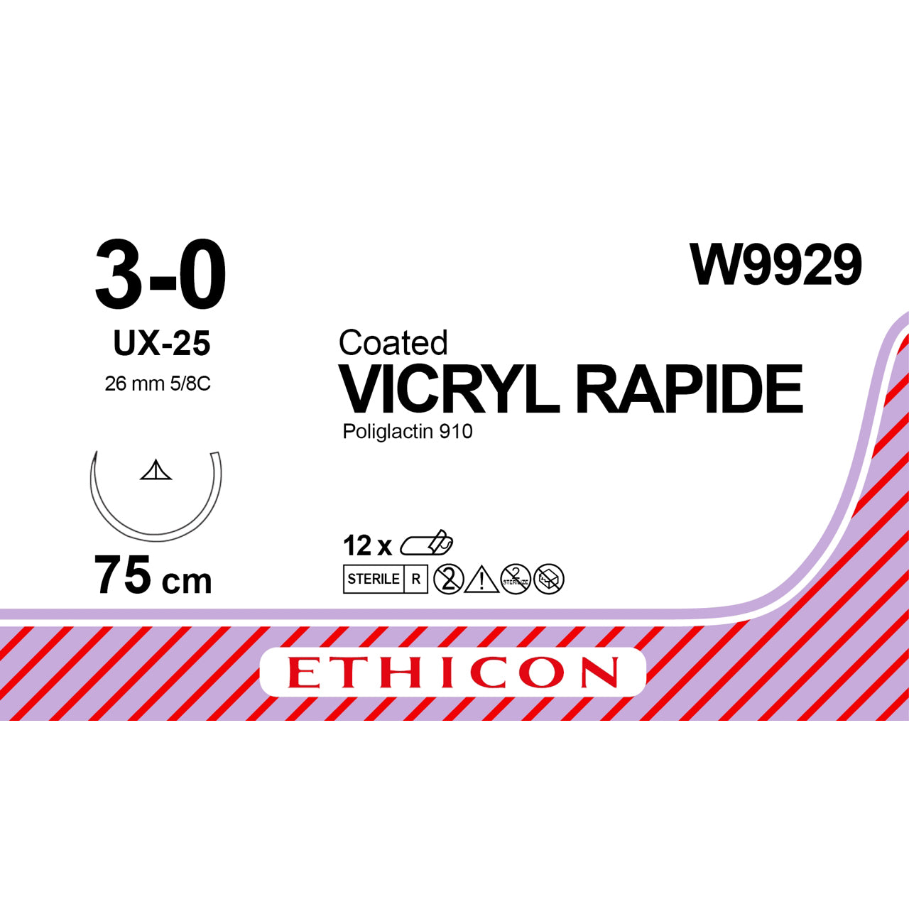 Vicryl Rapide Undyed 75cm M2 3-0 - Box of 12