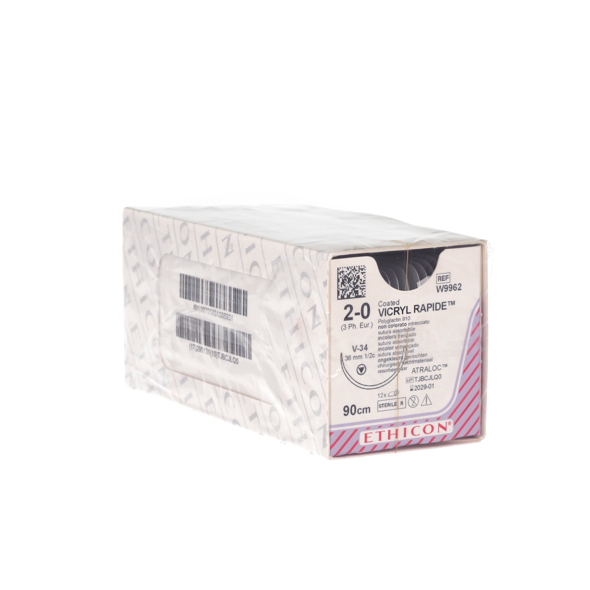 Coated VICRYL rapide Suture: 36mm 90cm undyed 2-0 3 (x12) - 