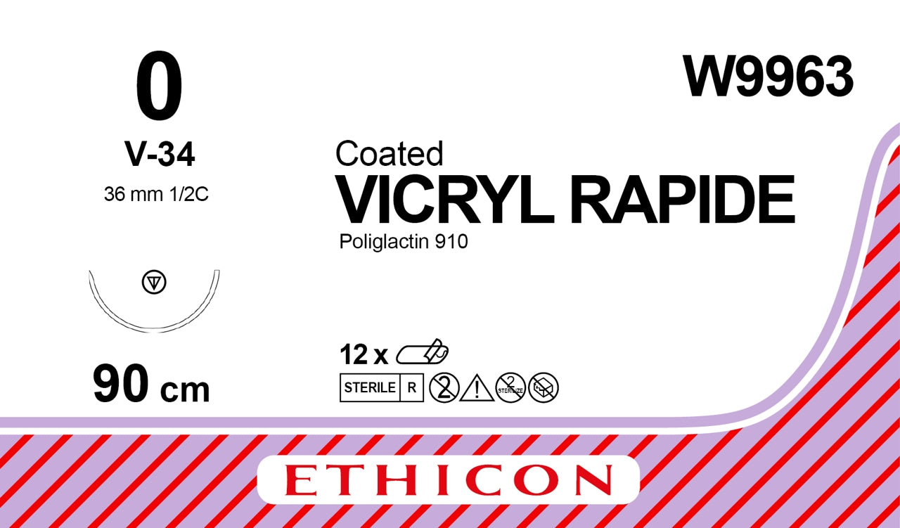 Vicryl Rap Und 90cm M3.5 Usp0 Sgle Arm V-34 - Ethicon