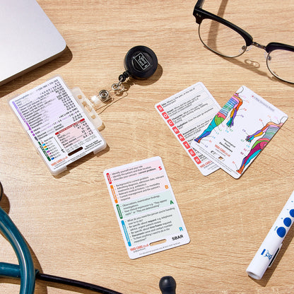 Set of 12 Essential Lanyard Cards (ID Card Size) with Holder & Retractable Reel - 