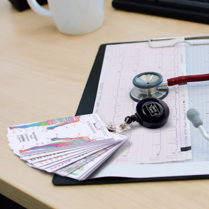 Set of 12 Essential Lanyard Cards (ID Card Size) with Holder & Retractable Reel - 