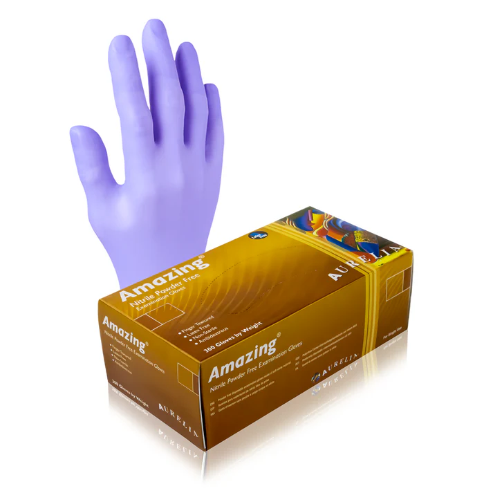 Amazing Finger-Textured Nitrile Powder-Free Examination Gloves - Box of 300 - Extra Large - 