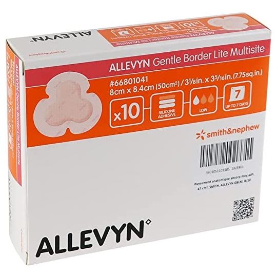 Allevyn Gentle Border Lite Multisite Lite Dressing 8cm x 8.4cm - Pack of 10