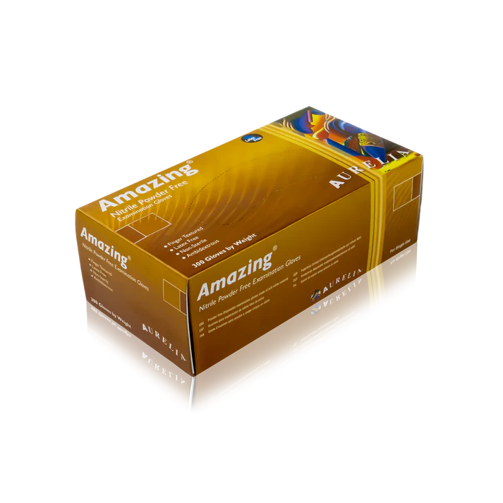 Amazing Finger-Textured Nitrile Powder-Free Examination Gloves - Box of 300 - Extra Large - 