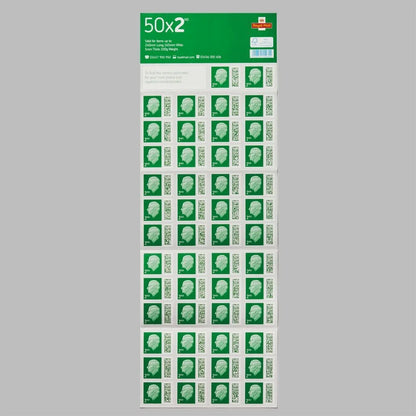 2nd Class Post Stamps - Book of 50 - Royal Mail
