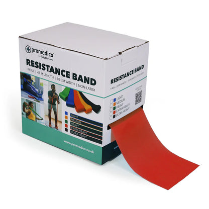 Red Extra Heavy Resistance Band - 4mm thick x 10cm wide x 45m long