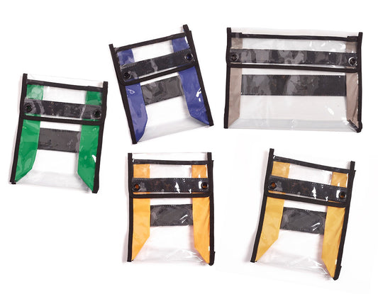 Set of 5 Clear Pouches with Colour Coded Strips