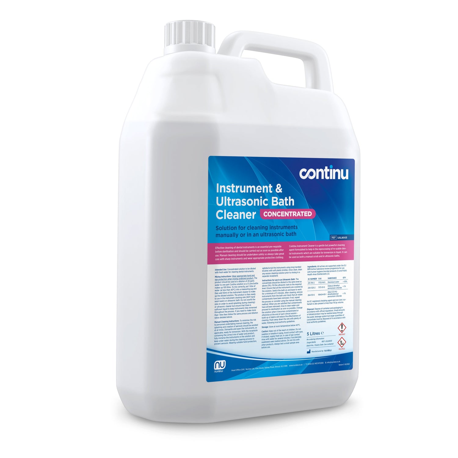 Continu Instrument & Ultrasonic Bath Cleaner - 5 Litres - Continu