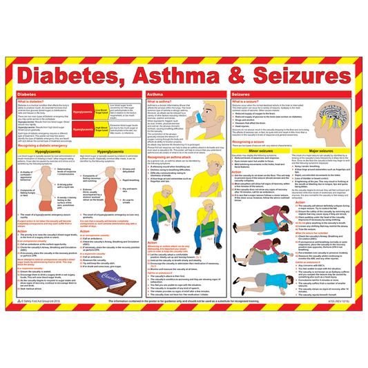 Diabetes, Asthma & Seizures First Aid Poster FA760