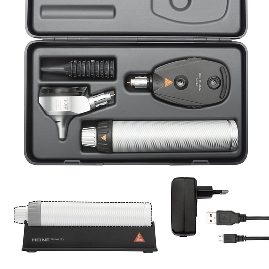 Heine BETA 200 LED Ophthalmoscope + BETA 400 LED F.O. Otoscope - 