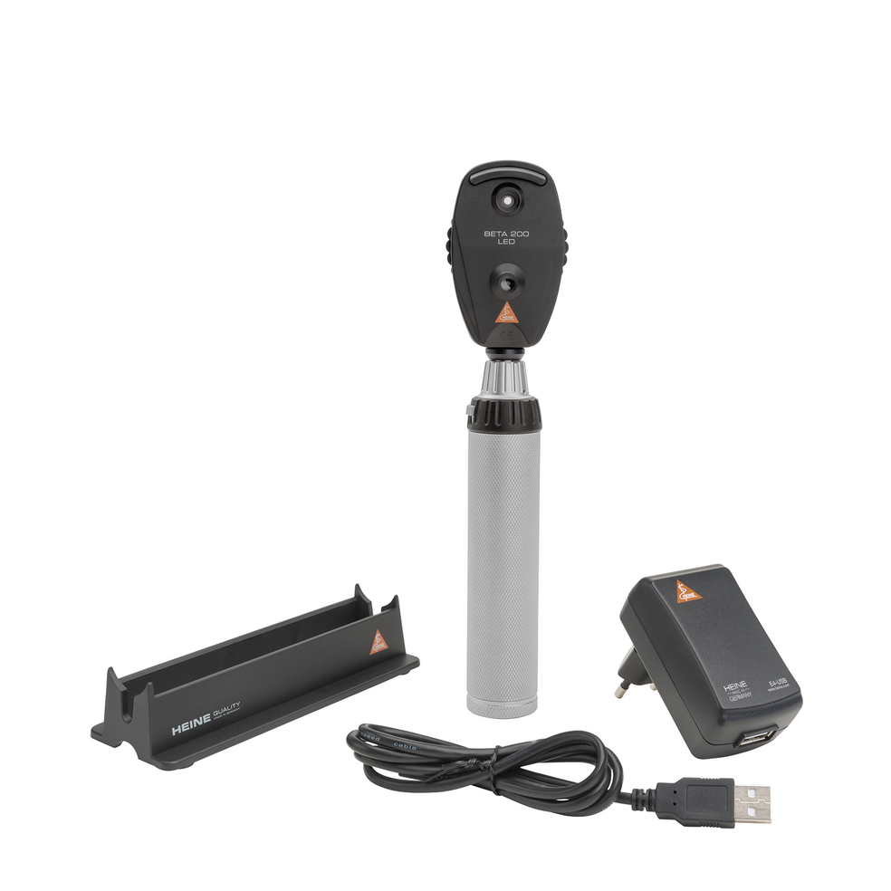 BETA 200 Ophthalmoscope in LED + BETA 100 Otoscope in 3.5V + BETA4 USB Rechargeable Handle + USB Cord + Plug-in Power Supply - 